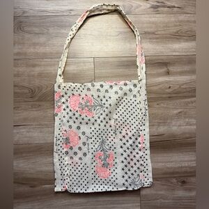 FREE PEOPLE Print Gauzy Boho Lightweight Tote Bag Floral Sheer flowers and stars